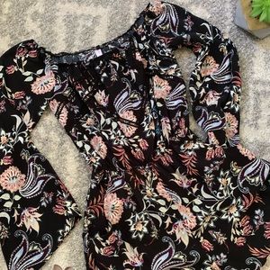 Black Floral Xhiliration Women’s/Juniors Romper